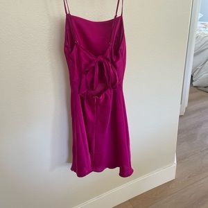 pink silk mini dress with tie in the back. size:small